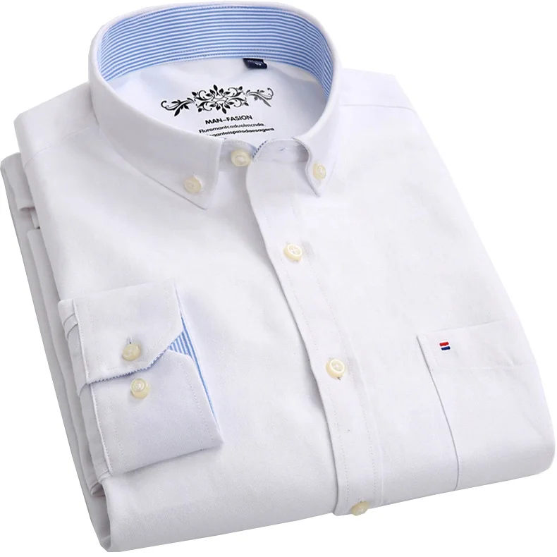 Wholesale latest designs 100%cotton white oxford long sleeve shirt for men