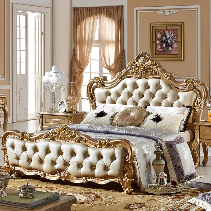 Французская Роскошная простая современная кровать для хранения из массива дерева