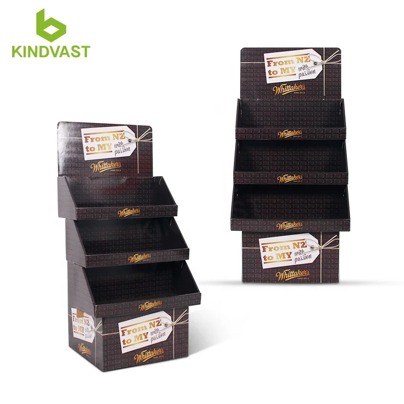 3 tier cardboard floor display rack for chocolate candy display retail
