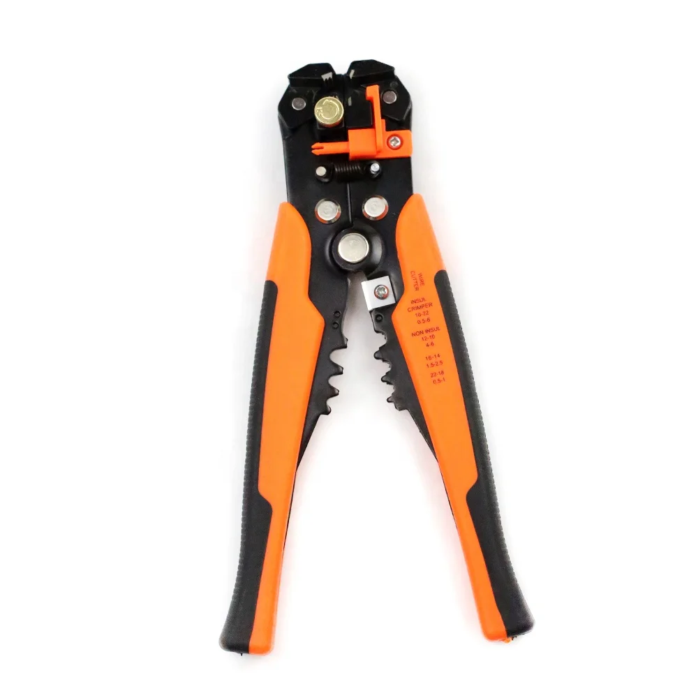 Multi-function 24-10 AWG self adjusting crimping plier cable wire stripper