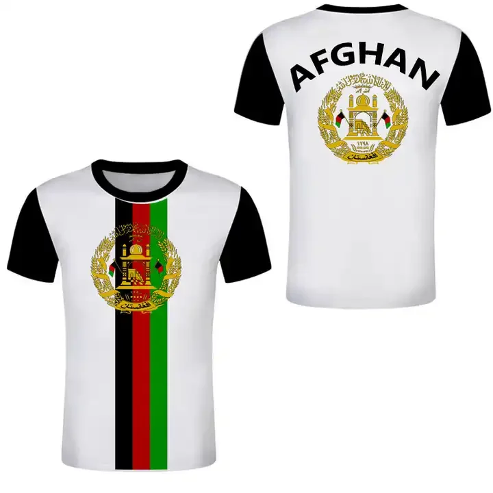 Custom Logo Printing Sport Polyester T-shirt Short Sleeve Afghanistan Flag T-shirt for Outdoor Activities