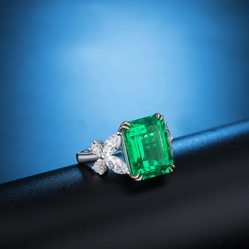 Anster высококачественный лабораторный Выращенный изумруд 6.262ct большой камень 18k золото с пользовательским логотипом дизайн обручальное кольцо