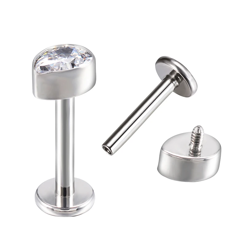 Customize ASTM F136 Titanium Gold Flat Back Piercing Internal Threaded Helix Labret Piercing Schmuck