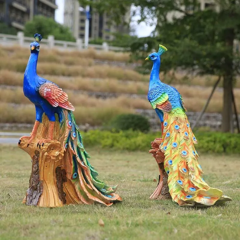 Decoration Statue Garden Sculpture Realistic Fiberglass Animal Statues Peacock life size resin statue