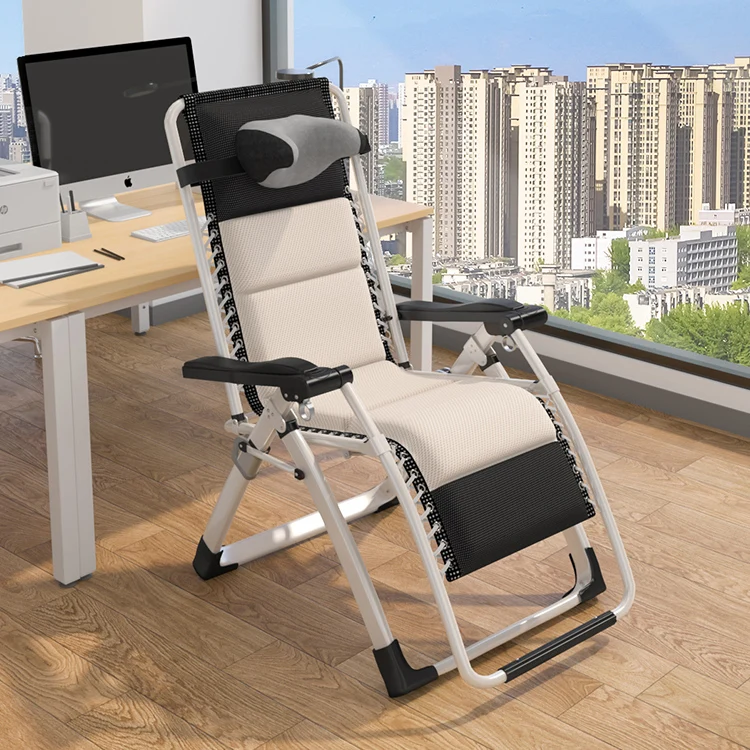 
Environental mentel steel tube folding chair with sleeping pillow folding reclining zero gravity beach chair with cushion 