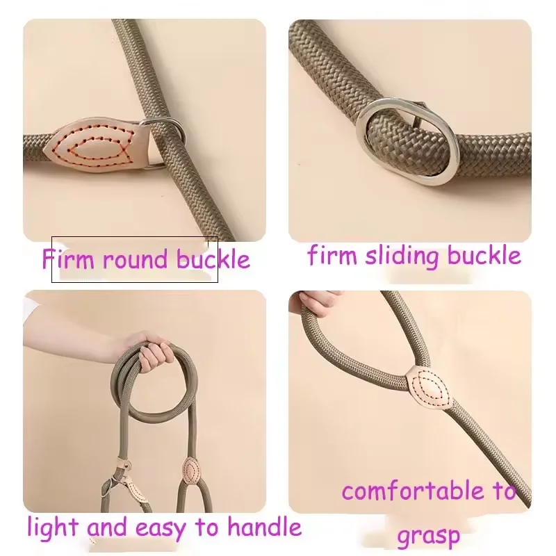 Hot pet dog rope nylon seam leather explosion-proof punch P rope lengthened thick training dog leash