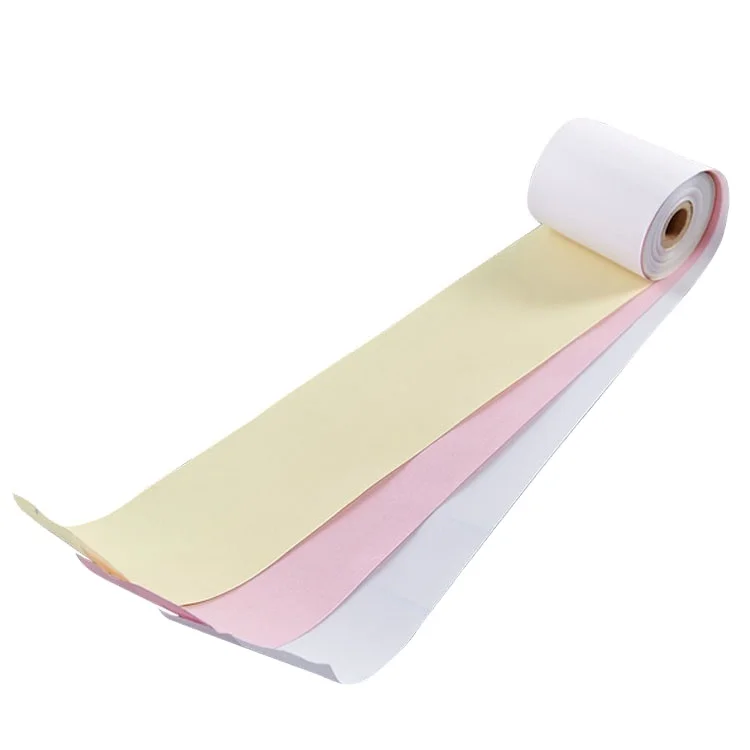 55gsm 76*70mm Carbonless Paper Small Roll With Blue