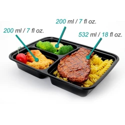 3 compartment Durable Bento Lunch Box Reusable Plastic Food Meal Prep Containers BPA free