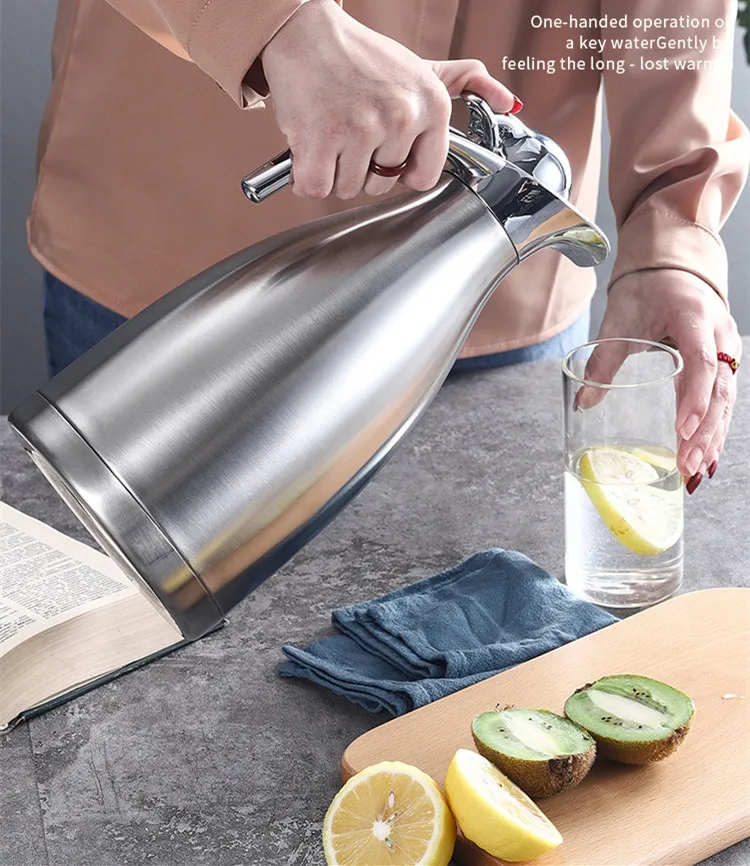 Hot sale 1.5 Liter  Stainless Steel Double Walled Thermal Coffee Serving Carafe / Vacuum Insulated Hot Water Kettle
