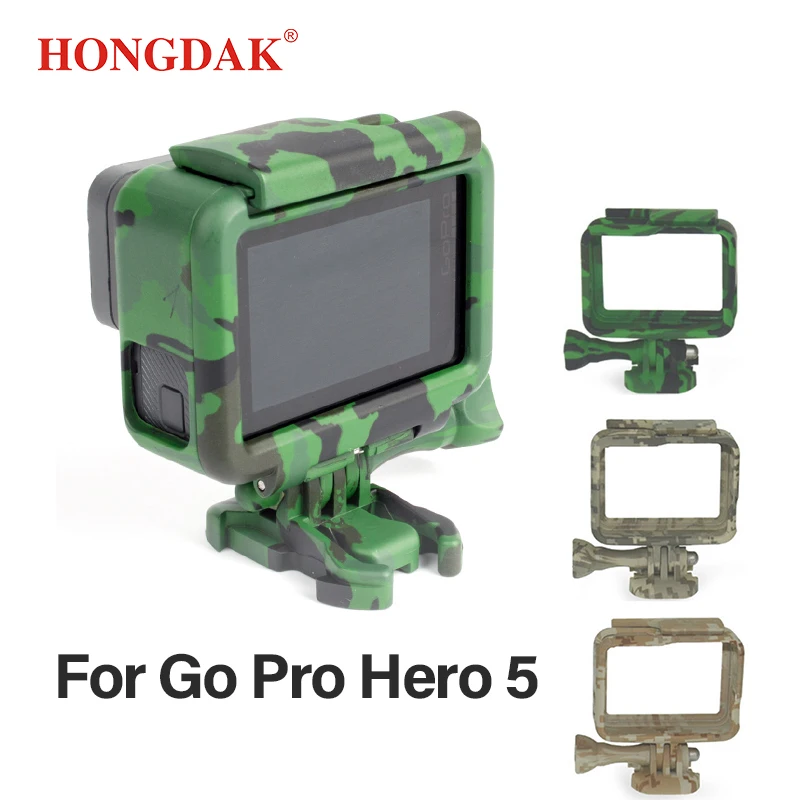 HONGDAK Protective Frame Case Shell Protector Housing Army Green +Lone Screw+ Base Mount For GoPro Hero 5 6 7 Camera Accessories