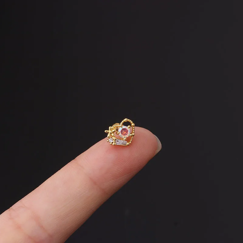 20G helix cartilage tragus piercing earring jewelry women titanium steel colorful zircon septum body piercing jewelry