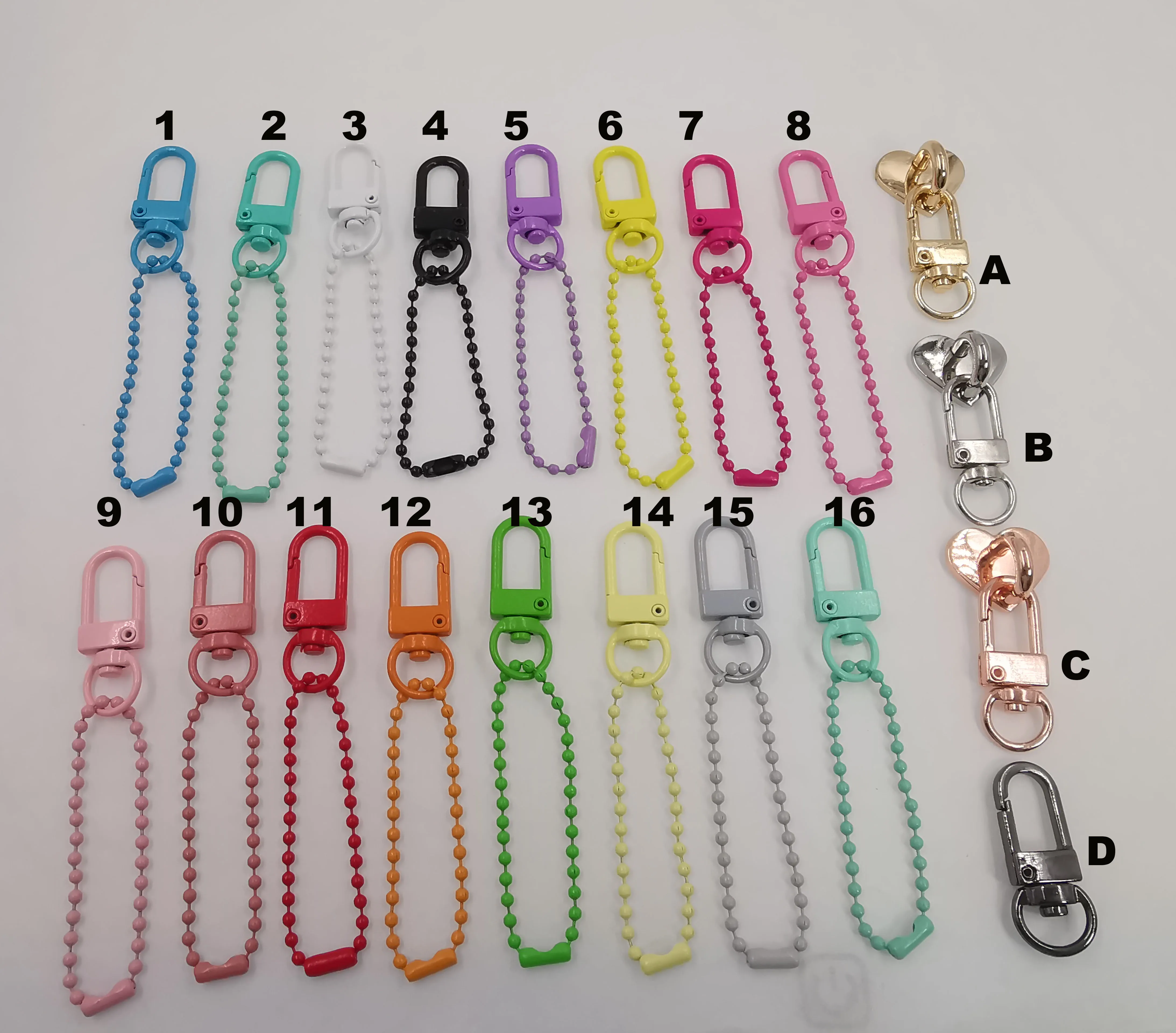 2.5Inch Small Mini  Rose Gold Heart Shape Rotating Ring Swivel Snak Hook Clip Clasp Coloured Silver 22Mm  Keyring With Ball Bead