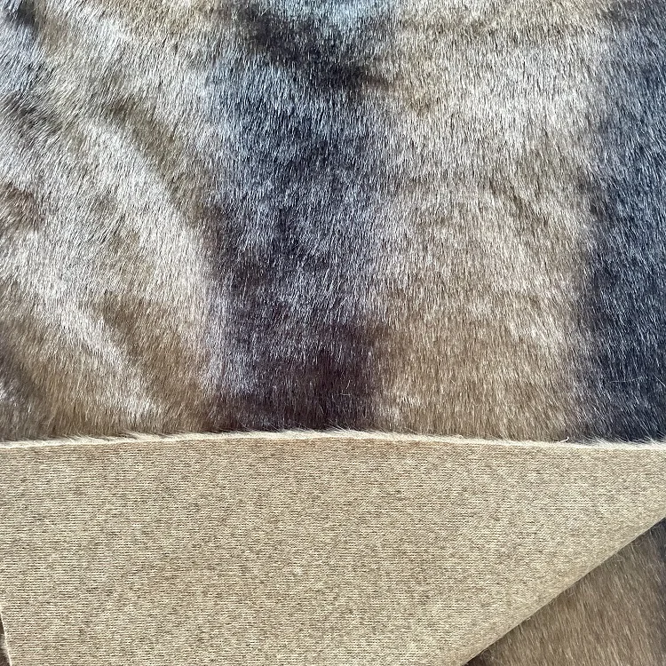 Stripe Natural Color Polyester Plush Bicolor Black Raccoon Brown Fluffy Stretch Faux Fur Fabric