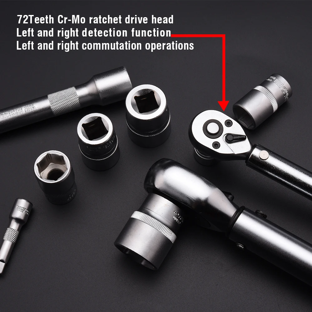 HARDEN TOOLS  1/2 inch Adjustable Universal Ratchet Torque Wrench 30-210Nm Spanner Chrome Hand Tool Industrial Use OEM Metric
