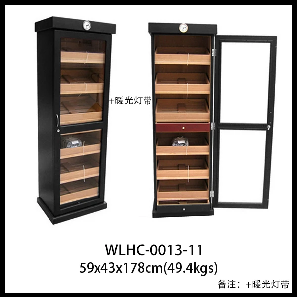 Wholesale Classical Single door Wood Cigar Cabinet Cigar Display  Large Storage Custom Logo Cigar Humidor Cabinet