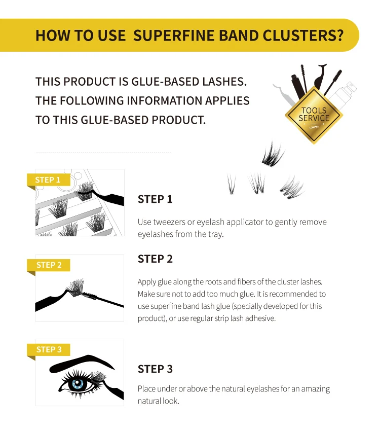 Hollyren Faux Mink Individual Eyelashes Fine Band Diy Lash Extensions Korean Silk 3D Cluster Eyelashes And Packaging