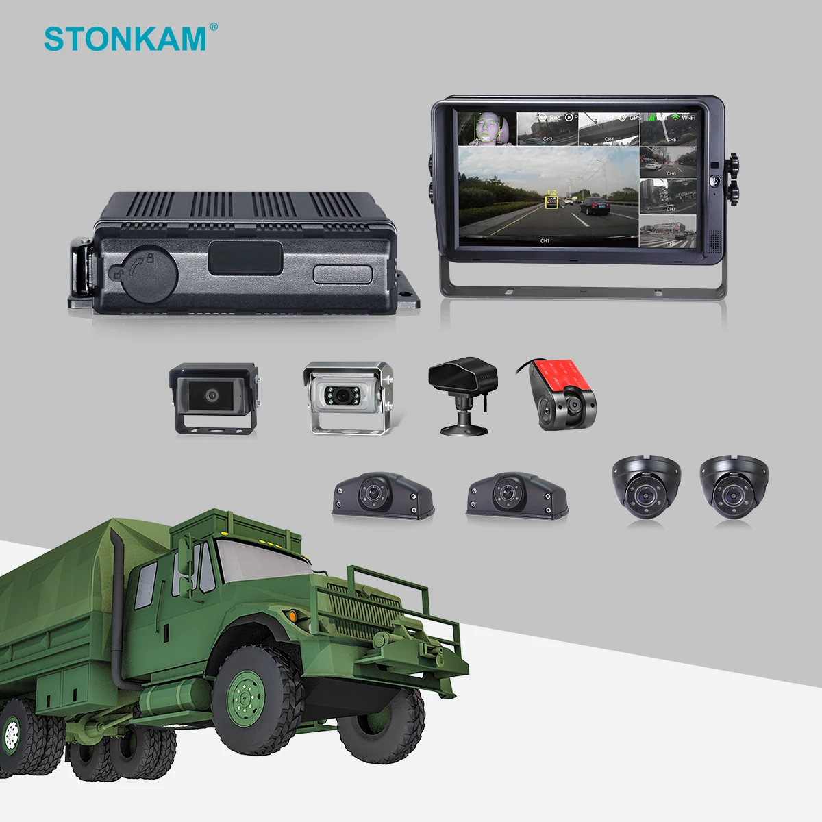 STONKAM mdvr 8ch 4g / gps wifi грузовик/такси/автобус система слежения за транспортными средствами 360 вокруг просмотра ADAS BSD