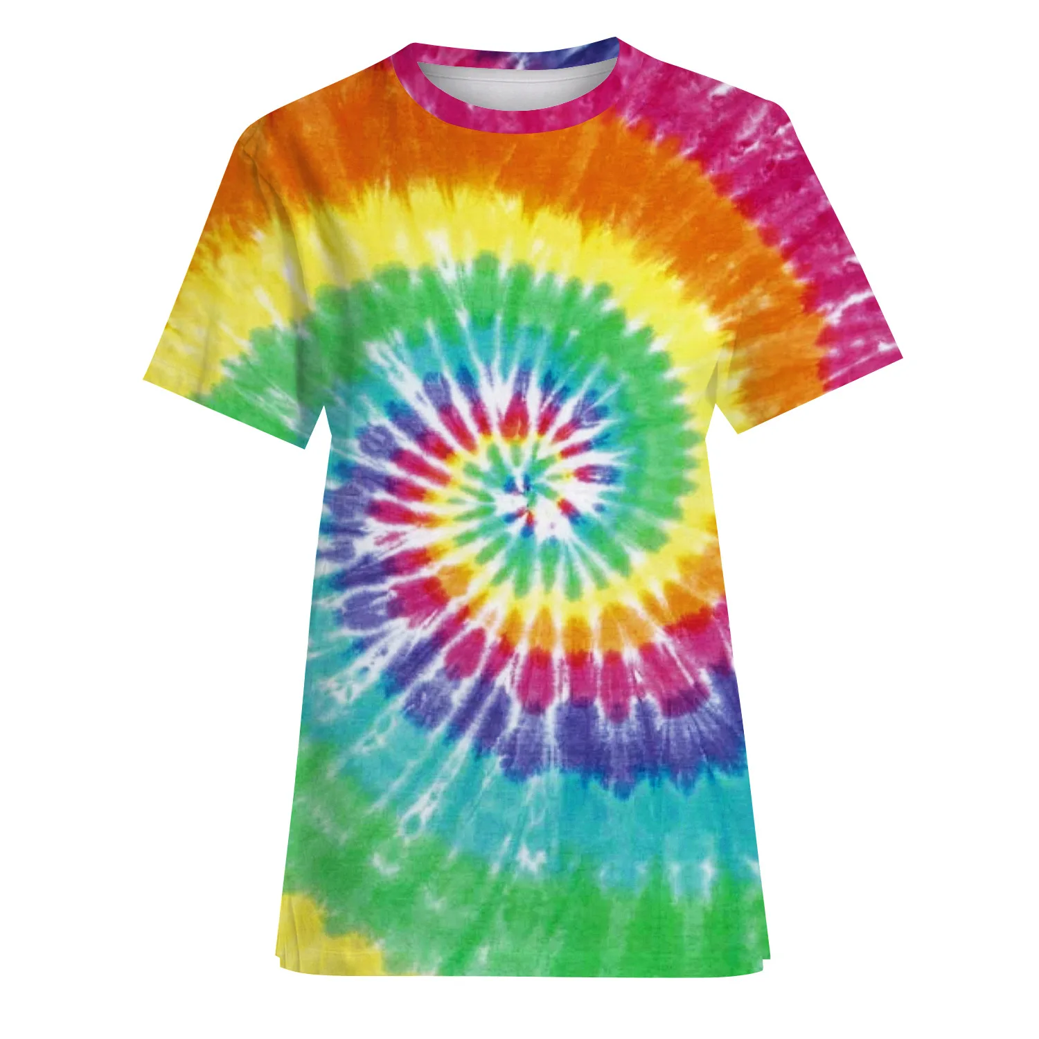 
hot sale collarless O-neck 3D heavy screen print t shirt tie dye 