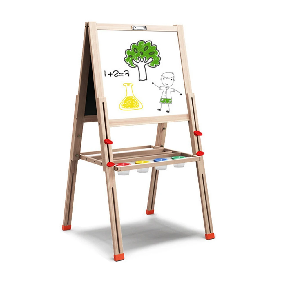 Folding Standing Wooden Double Sided Toddler Art Easel Dry-Erase Magnetic Drawing Board Toy For Kids