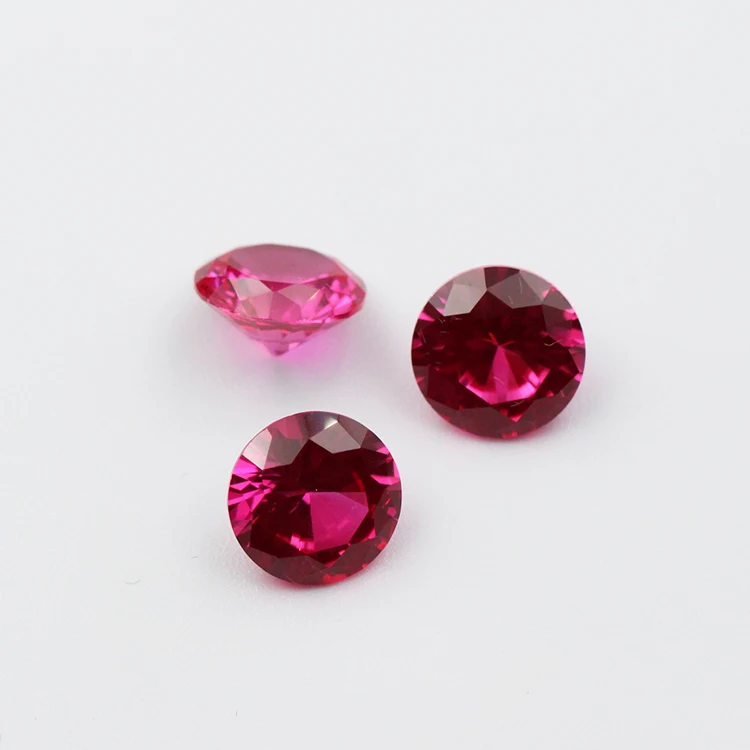 Factory Price Made In China Synthetic Ruby Round Cut Ruby 5# Color For Jewelry Market