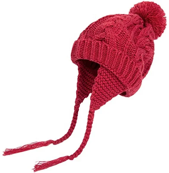 Crochet Baby Beanie Earflaps Hat Infant Girls Boys Soft Warm Knit Hat Toddler Kids Winter Beanie Hat with Ear Flap
