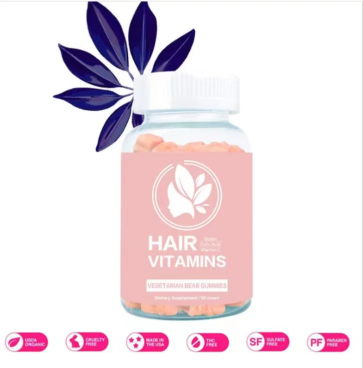 Hair Vitamin Gummies Strawberry Flavored Little Bear Shape Hair Collagen Whitening Candy Supports Hair Growth
