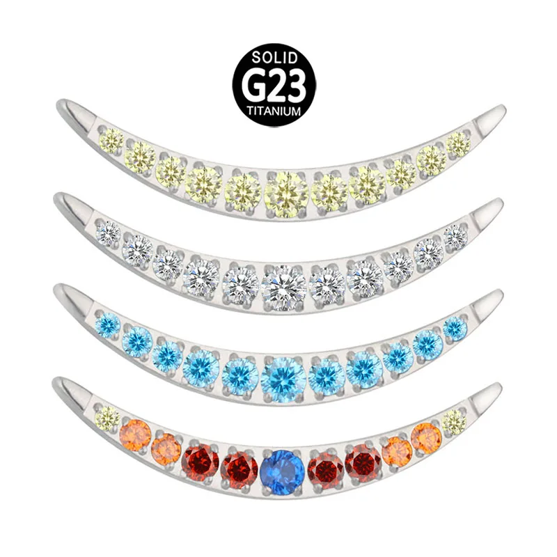 ASTM F136 Titanium Internally Threaded 11 CZ Lip Ear Nose Ring Labret Top Parts