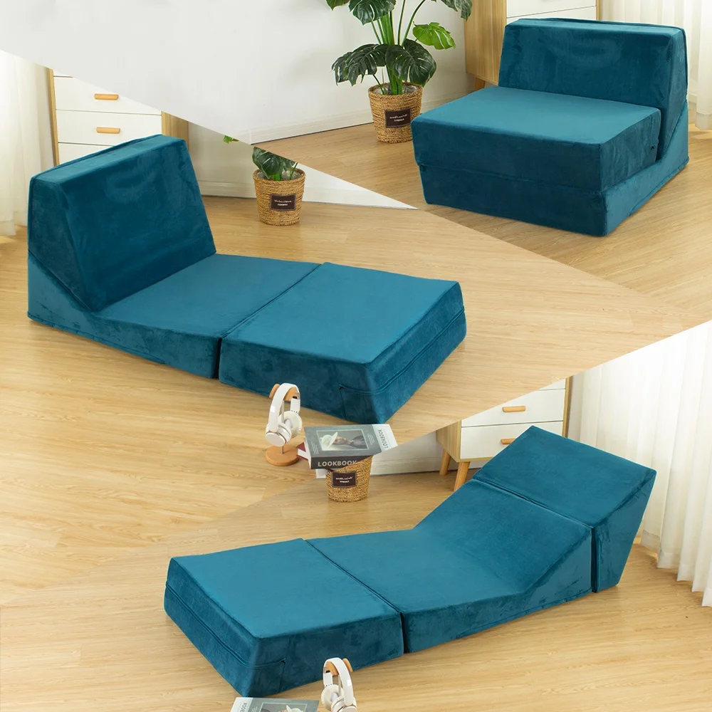 New Single folding bed demountable and clean foam Recliner chair tatami Couch Bean bag Fabric sofas Living room  sofa chair