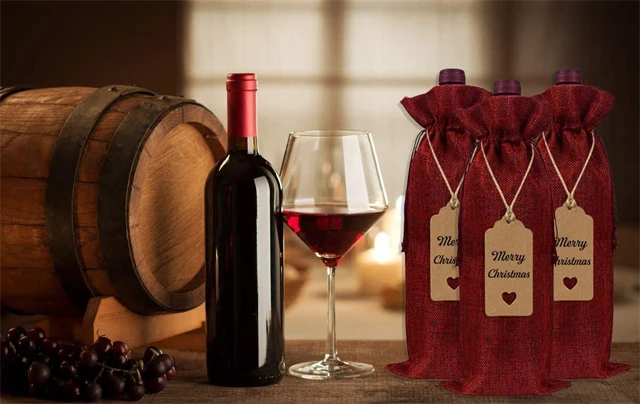 Environmental natural  jute burlap drawstring bags for wine gunny bangladesh pouch