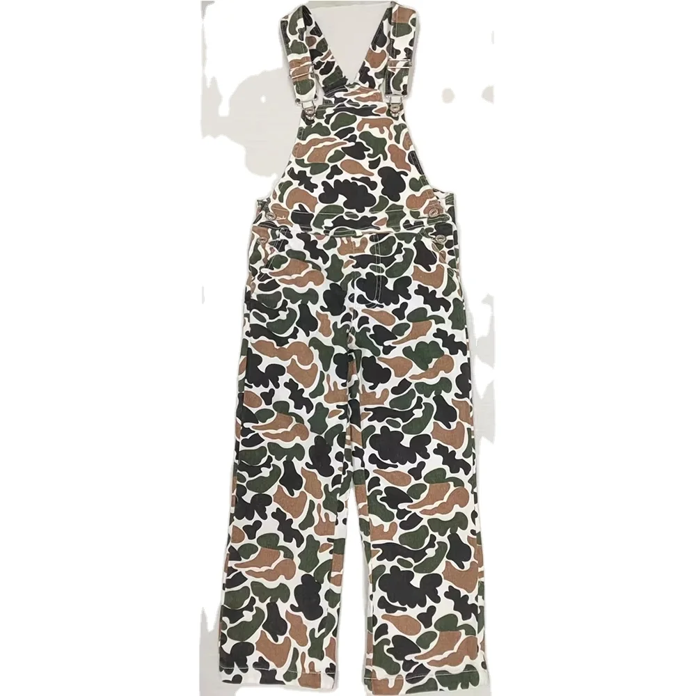 RTS  Baby Girls Camo Brown Print Overall Straps Denim Wholesale Kids Boutique Suspender Toddler Kids Jeans Overalls