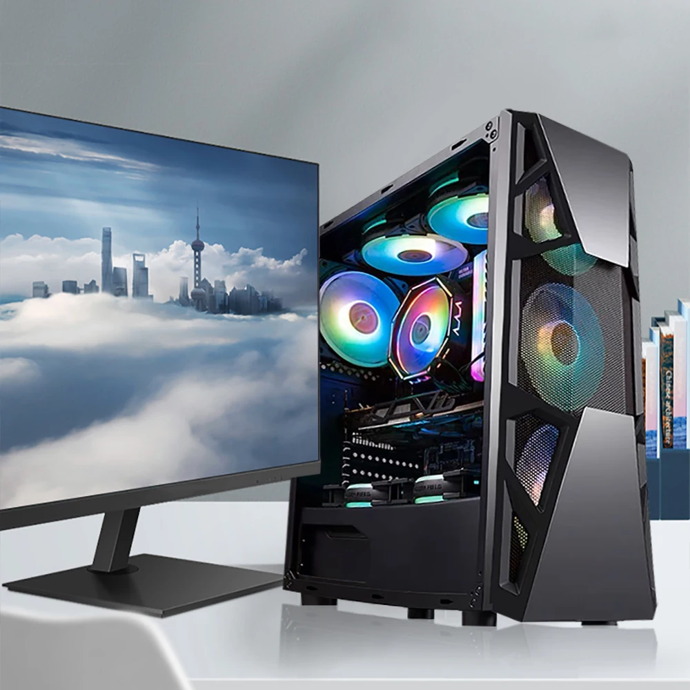 With RGB Fans PC Cabinet Gaming Computer Case Towers