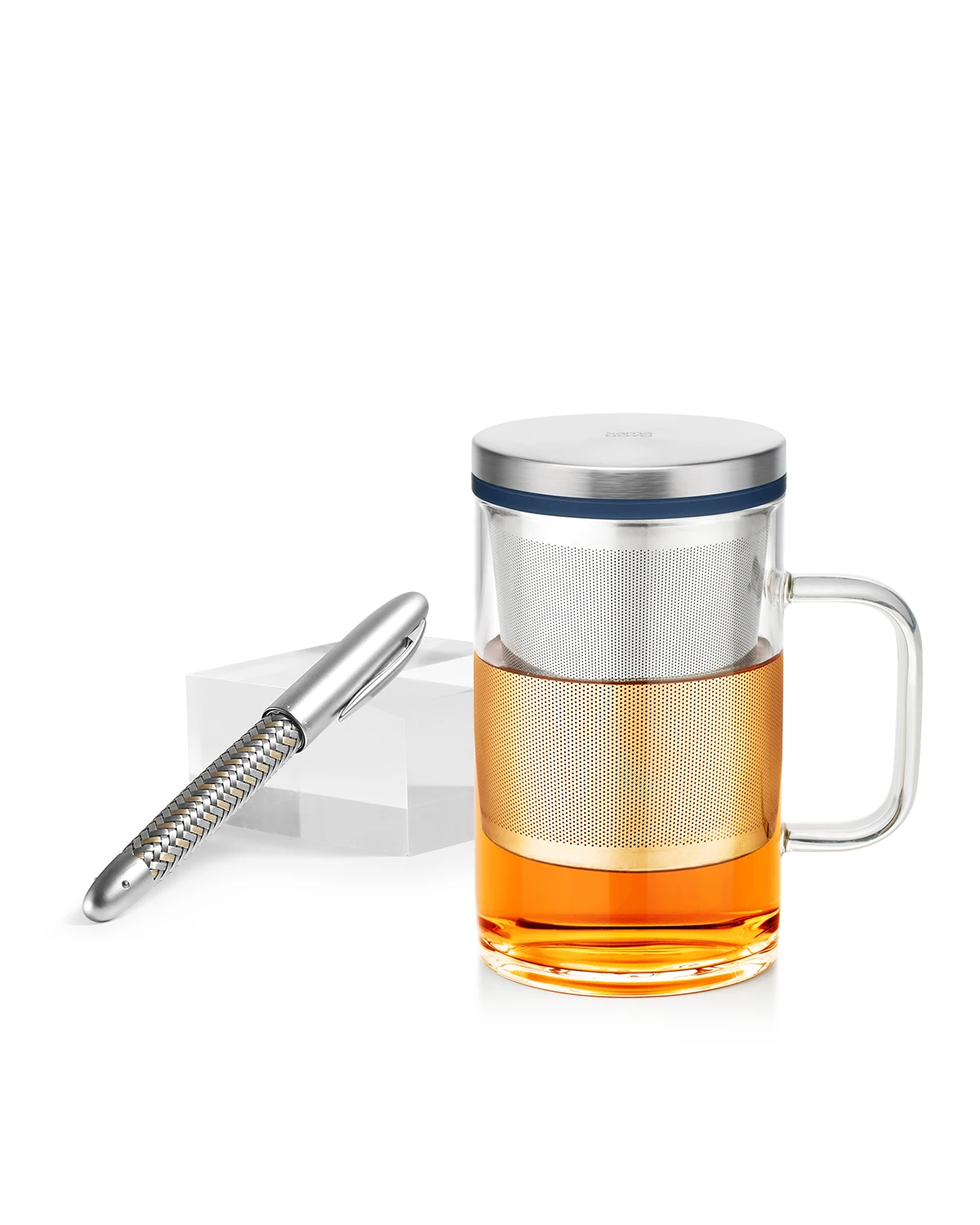 2022 Samadoyo tea glass with Upgraded strainer and stainless steel lid 450ml for loose tea or bags