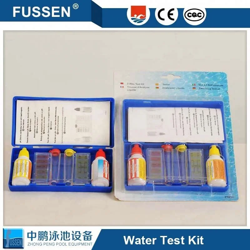 PH, chlorine and bromine swimming water test kits with liquid reagents