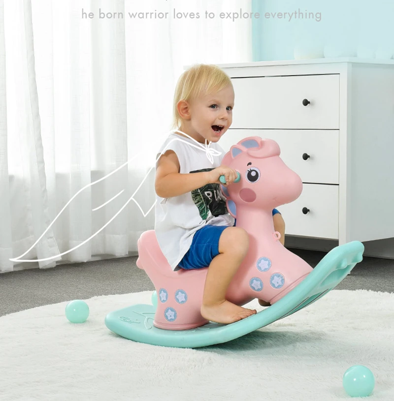 
2020 Best Selling Pink Plastic Rocking Horse Toy Kids Ride On Toys 
