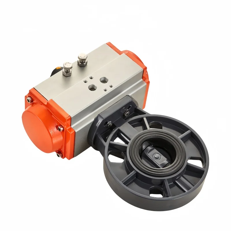 3 Inch AT Type UPVC Pneumatic Butterfly Valve Plastic Chemical Acid and Alkali Resistant Wafer Quick Opening Butterfly Valve