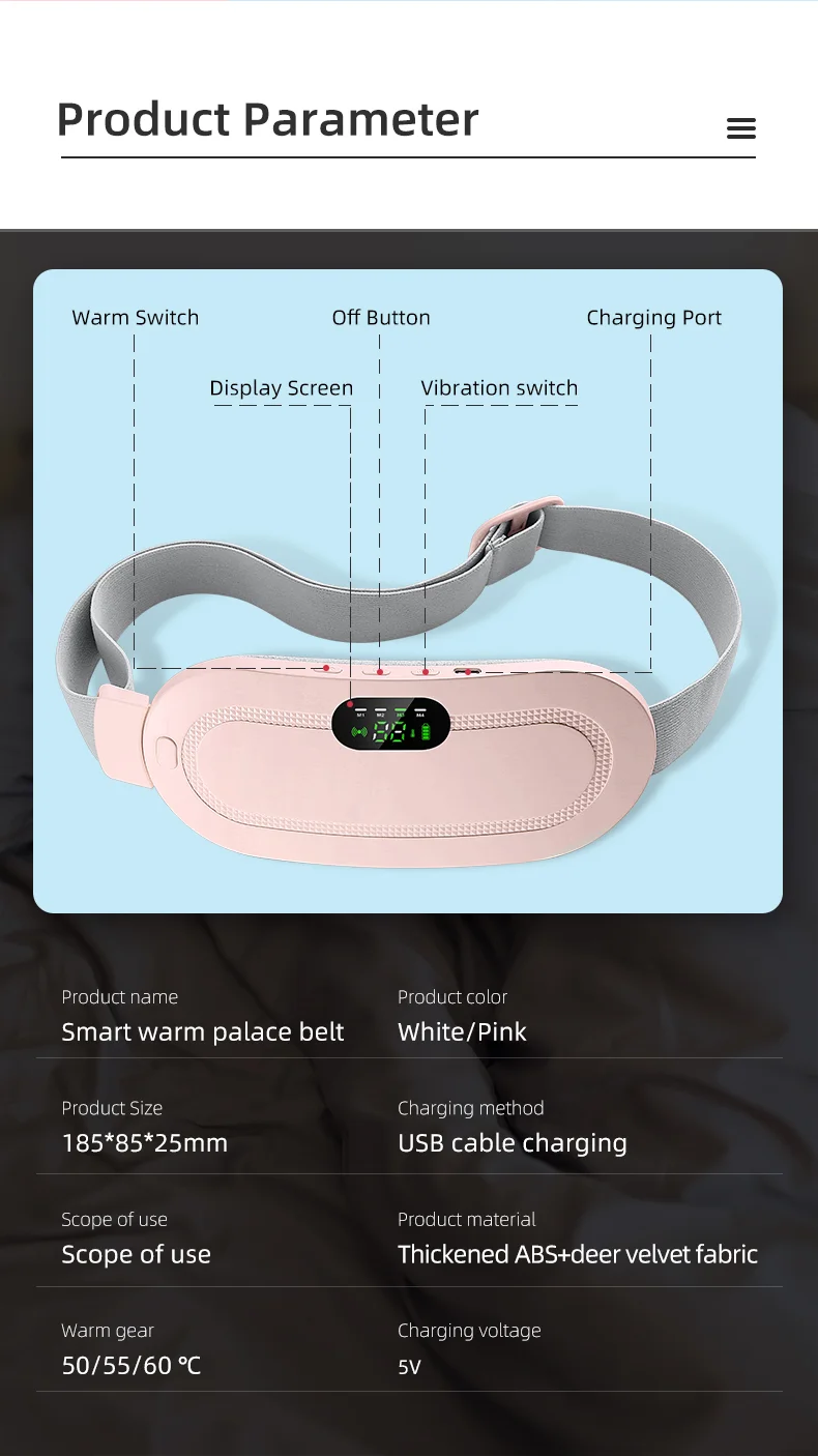 cordless Waist Hot Compress Warm Vibrating Heating Padmini belt massager period heat pad for menstrual cramps