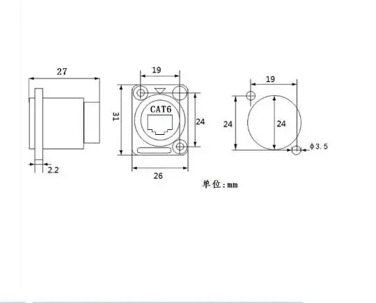 D-Type Module RJ45 Socket Cable Female Signal Connector Cat6 Panel Mount Sockets With Cover