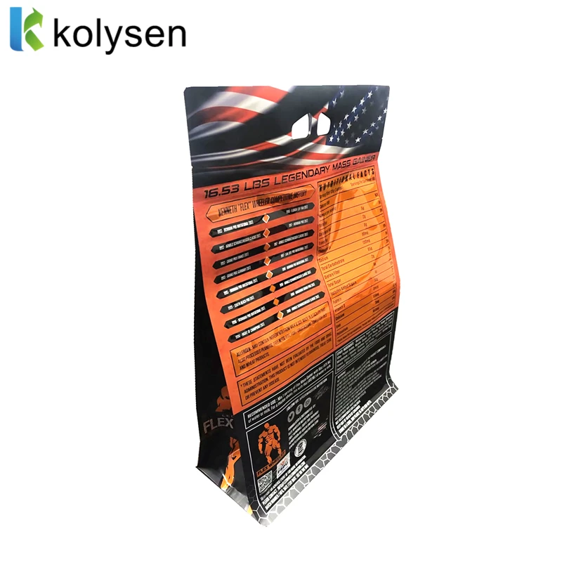 Manufacturers Custom Logo Pouch Packaging Ziplock Plastic Packaging Pouch  Food Whey 5kg Protein Powder Packaging Bag