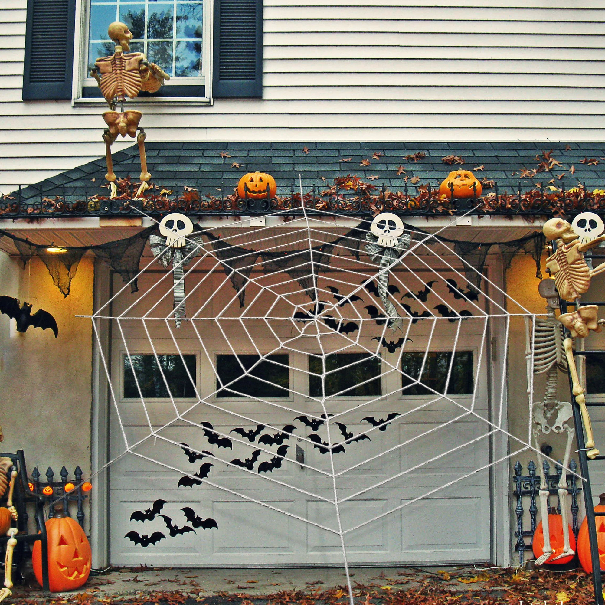 Halloween Decorations Wholesale Round Spider Web Triangular Huge Spider Web For Indoor Outdoor Yard Home