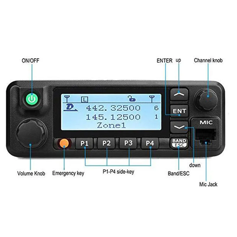 TYT MD-9600 GPS Digital/FM Analog Dual Band DMR Mobile Transceiver 50-Watt VHF/UHF Car Truck Amateur Radio HAM Two Way Radio