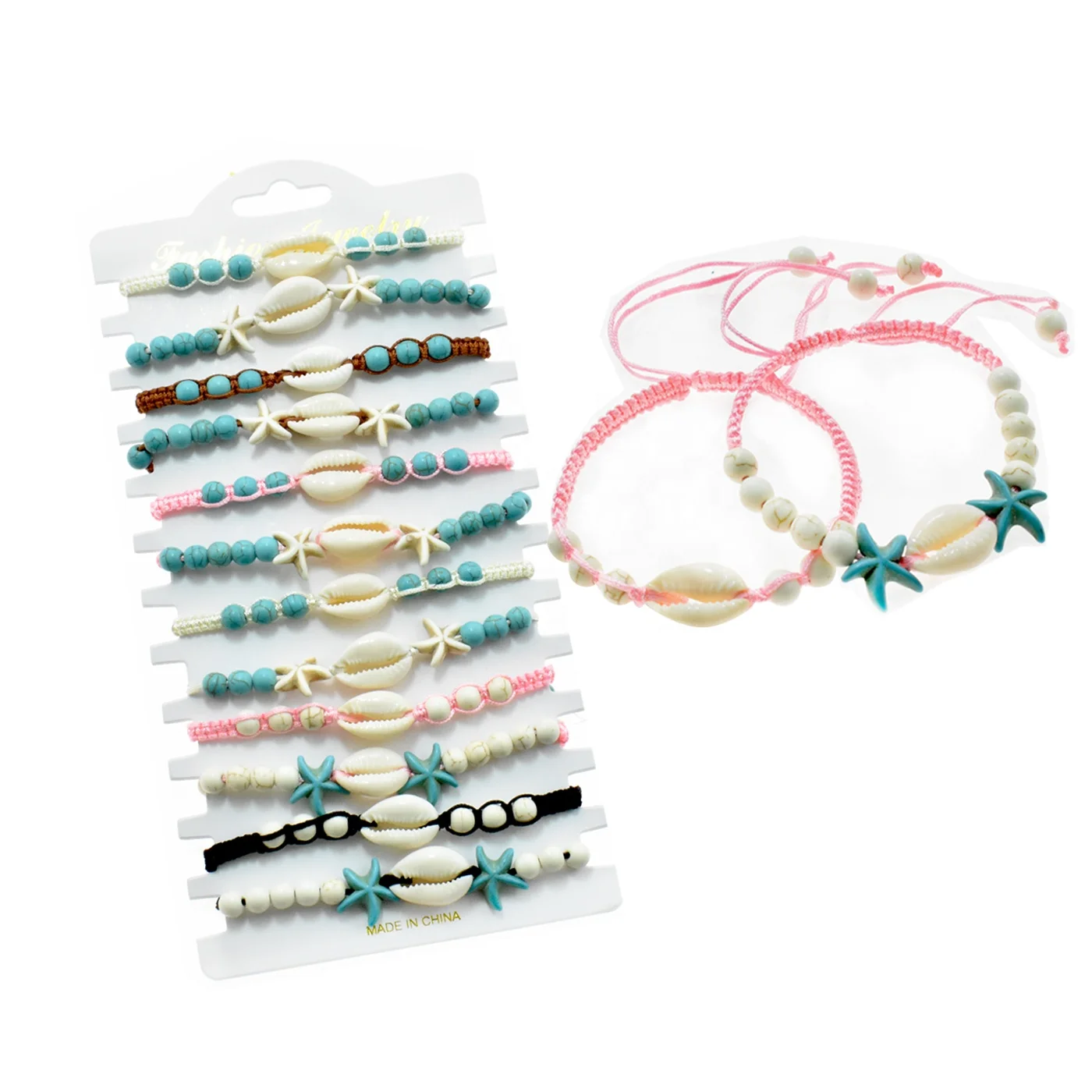 Sweet Bohemian Starfish Beaded Bracelet Shell Mexican Adjustable Handmade Bracelet  For Women Girls