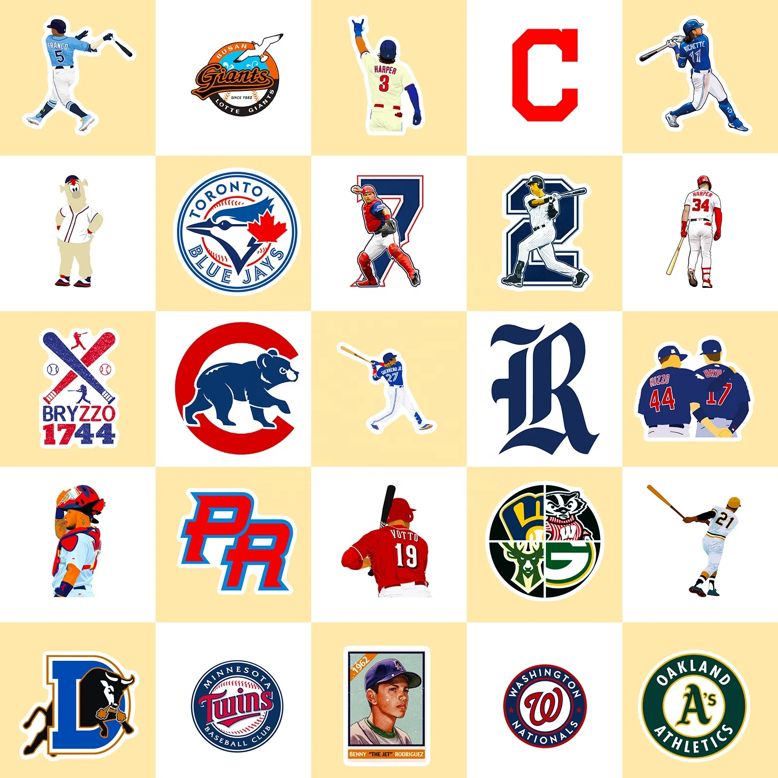 50pcs Baseball League Stickers, Cute, Waterproof for Laptops,  bottles,  Luggage, Cars,  Gift Favors & Decor, T01040499