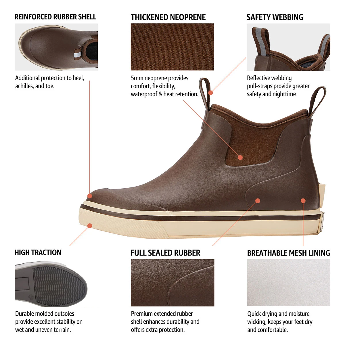 Customized Deck Shoes Mens Boys Summer Winter Marine Sailing Waterproof Deck Rubber Boots