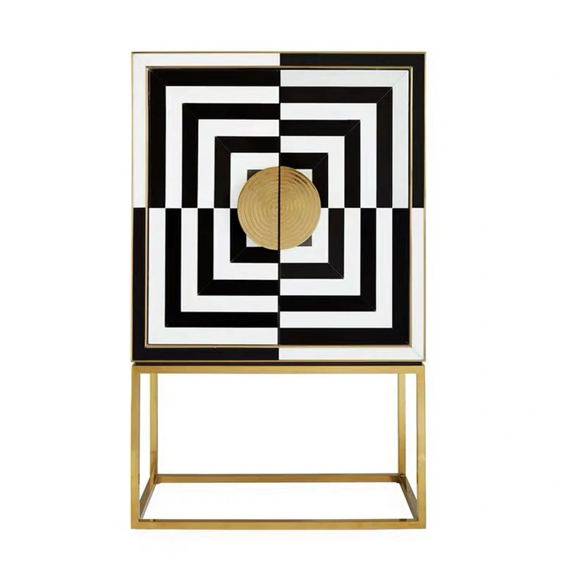 Jonathan adler home bar wine cabinet modern stainless steel base wooden wine cabinet luxury display sideboard