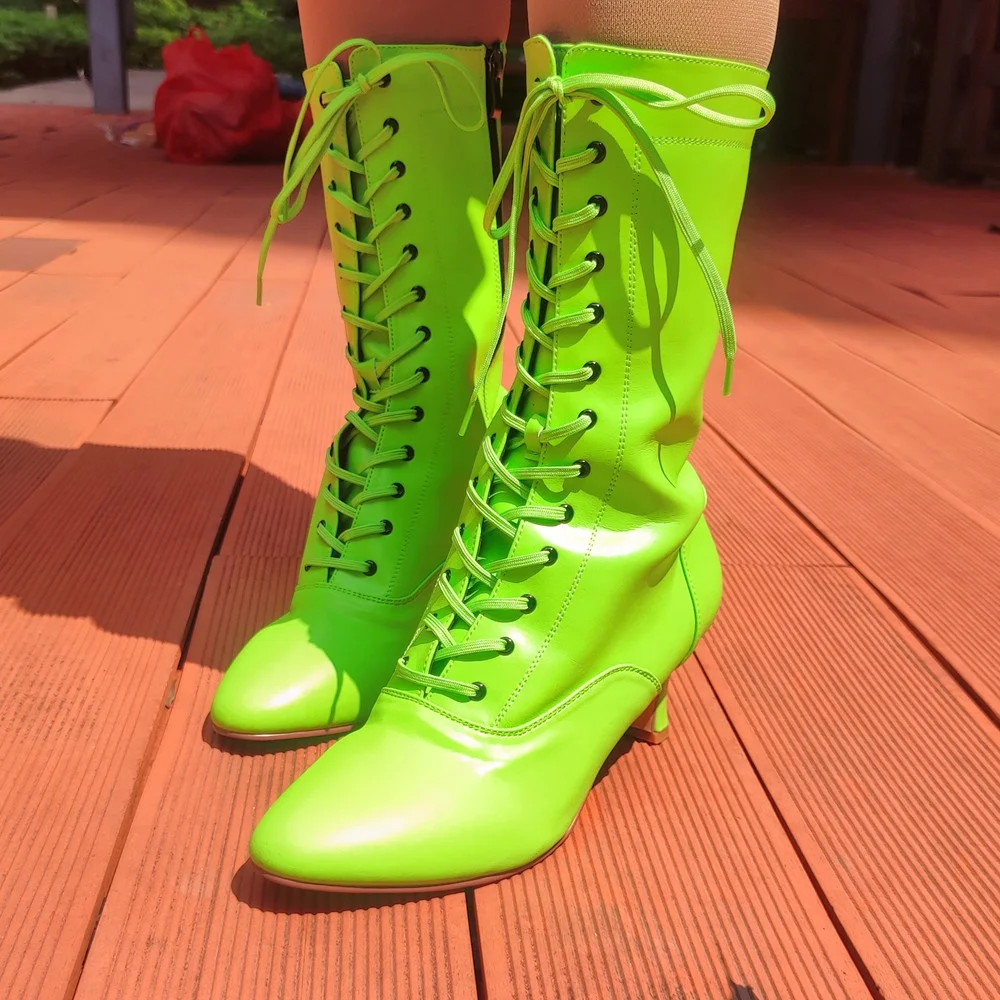 EVk240928G Evkoodance Brand Fashion Fluorescent Green Cuban Heel Boots Used For Jazz Salsa Latin Chacha Party Women Dance Shoes