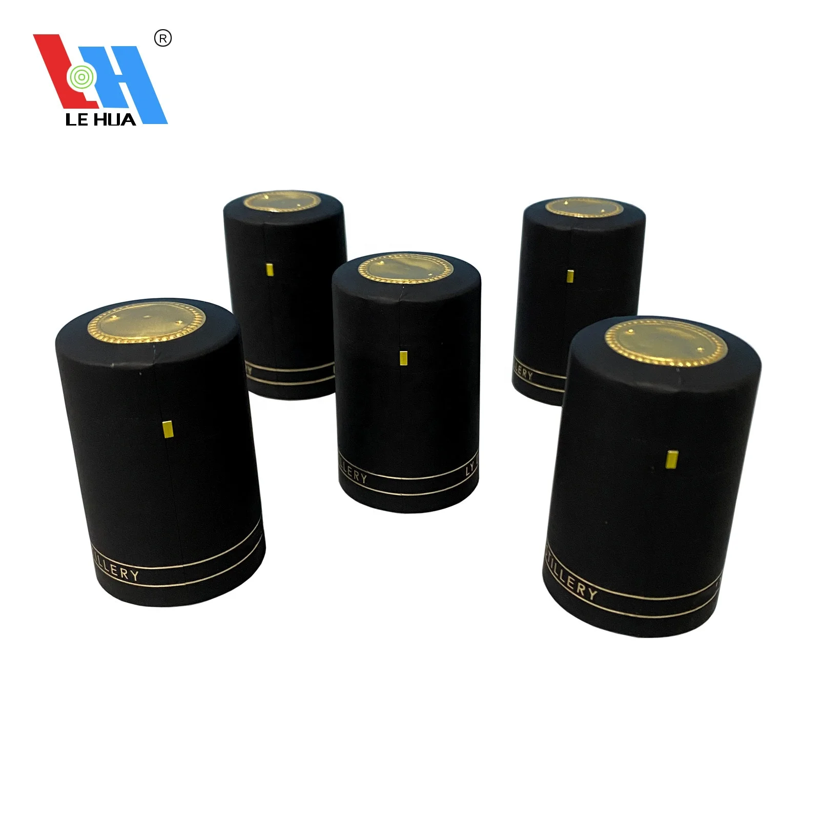 Customized Frosted Matte black Heat Shrink Champagne Capsule Container Shrink Wrap Wine Bottle Tops for Wine PVC shrink capsule