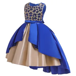 2020 elegant Wedding dress girls leopard sequins princess dress children party catwalk baby kids evening gown dress