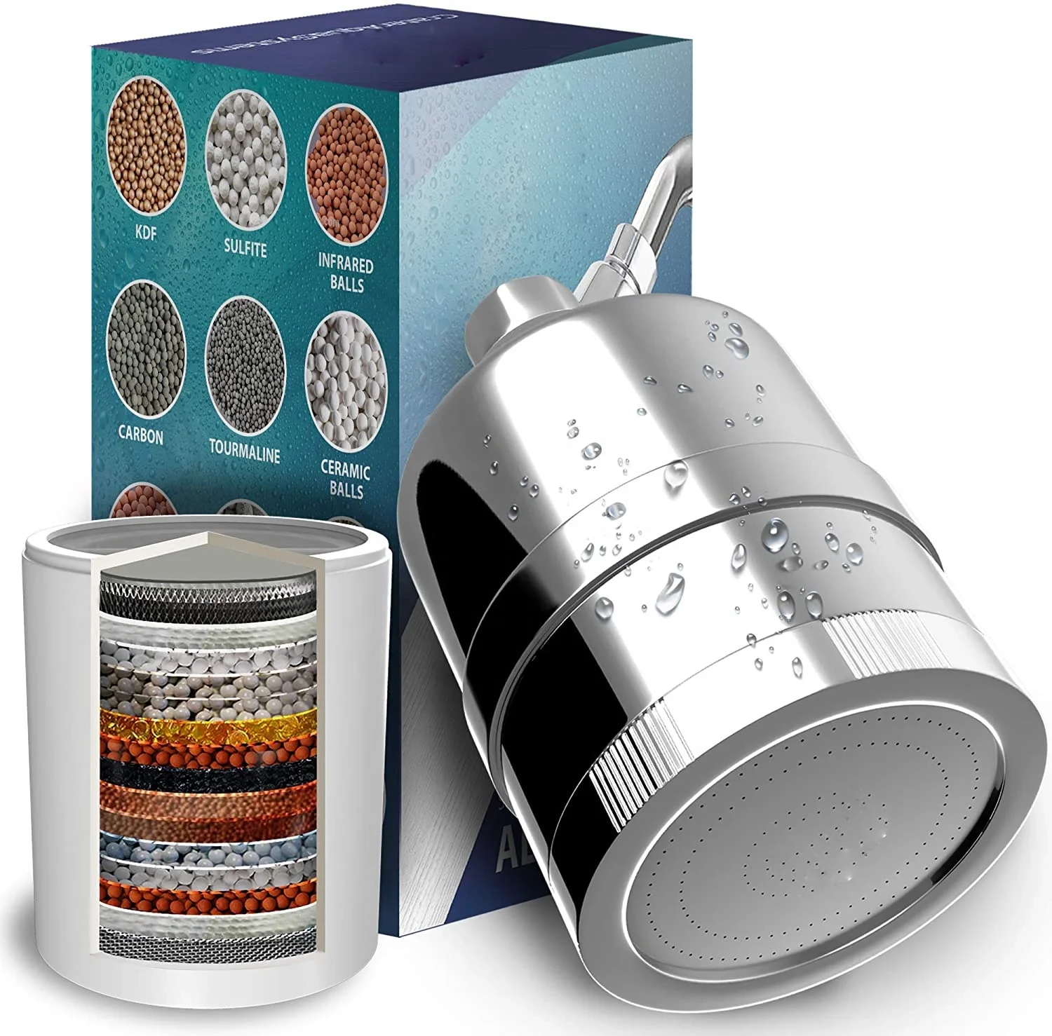 Shower Head with Water Filter Inside Removing Chlorine Odor From Water