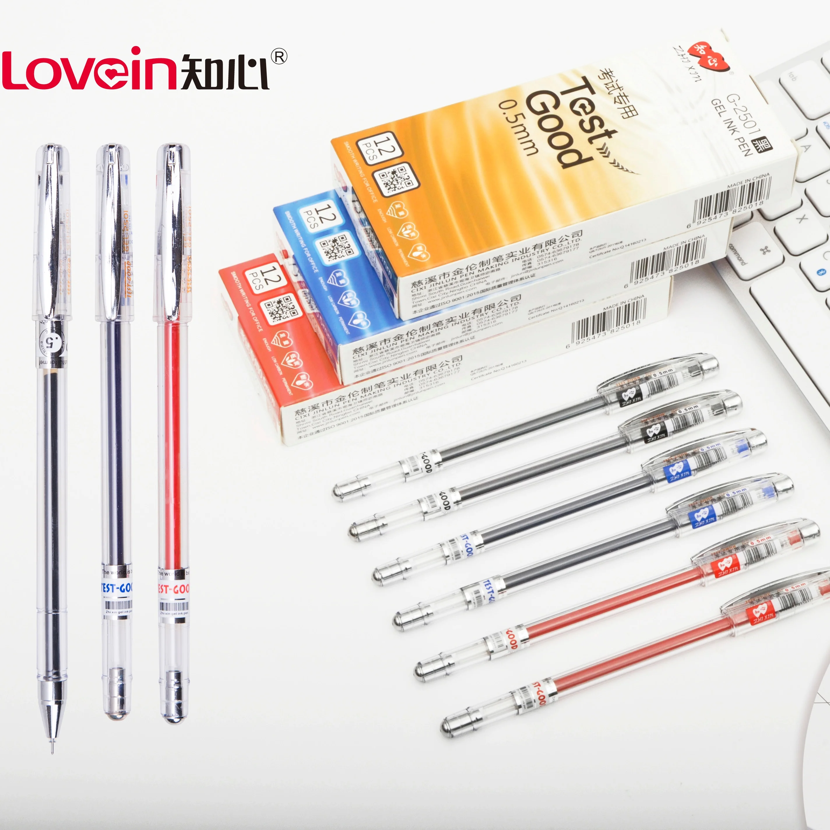 Wholesale popular G-2501 gel pen manufacturer Zhixin stationery gel ink pen 6 colors/ OEM customized LOGO gel pen