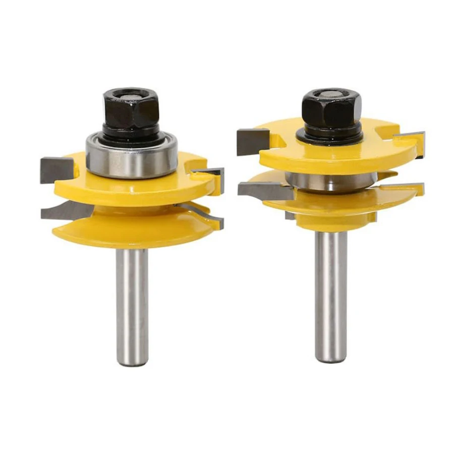 8mm Shank 44mm  width Stile & Rail assembles router bits woodworking milling cutter for Trimmer engraving machine tools